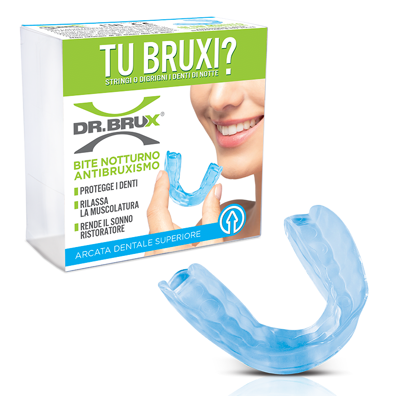 DrBrux il bite brevettato termo automodellante. Protegge i tuoi denti dai danni del bruxismo.